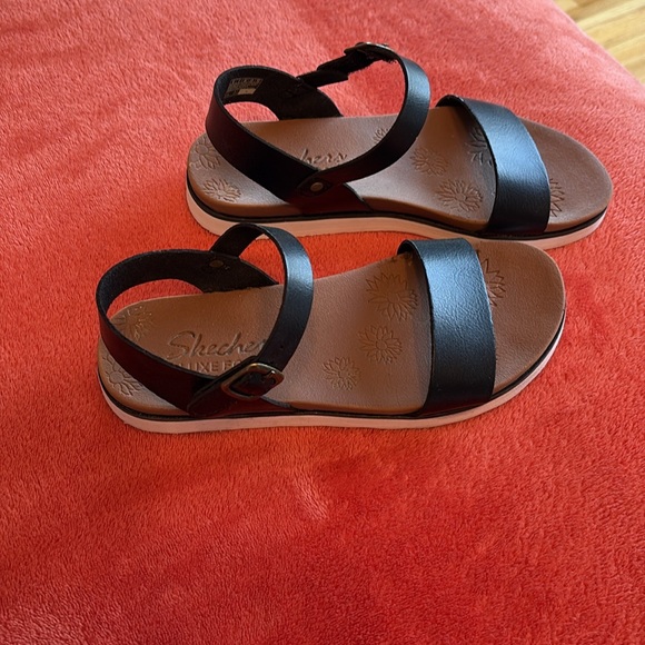Black Sketchers Luxe Foam Open Sandals Size 6 - Picture 4 of 9